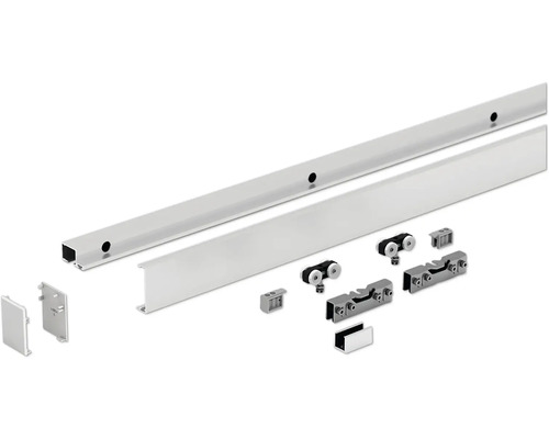 Set de ferrures pour porte coulissante avec rail et accessoires