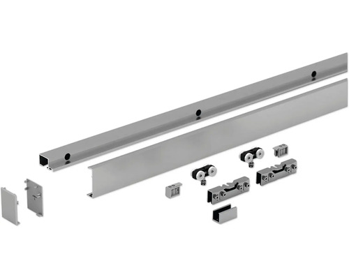 Système de porte coulissante avec rails et ferrures