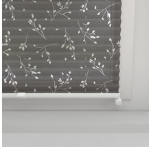 Soluna Faltenplissee mit Seitenverspannung Blatt grau halbtransparent 40x130 cm-thumb-1