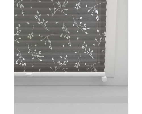 Store plissé SOLUNA avec guidage latéral sans perçage feuille semi-transparent gris 70x130 cm