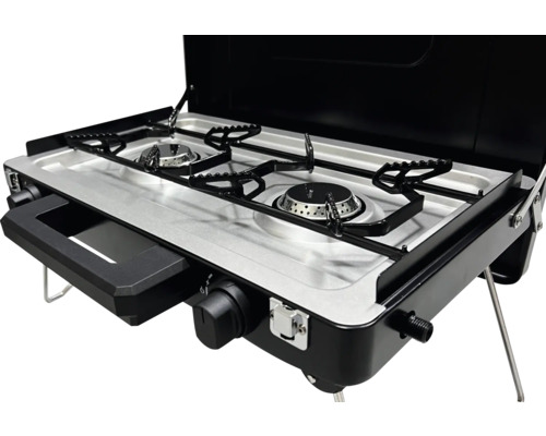 Doppelkocher mit zwei Kochstellen und Windschutz