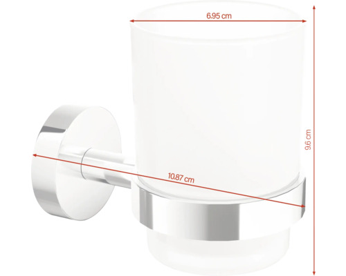 Support mural pour brosse à dents avec verre et dimensions