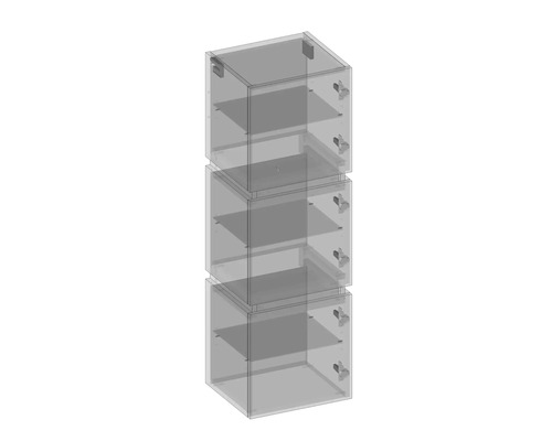Armoires transparentes empilées avec étagères pour montage mural