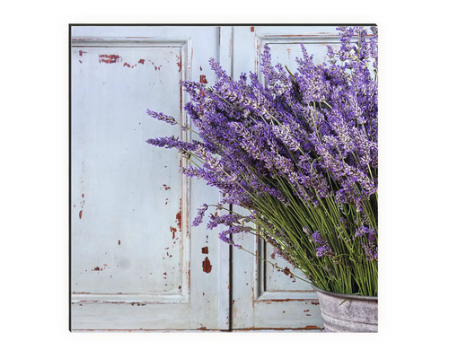 Décoration avec lavande et panneau en bois
