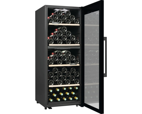 Cave à vin avec porte en verre et plusieurs clayettes à vin