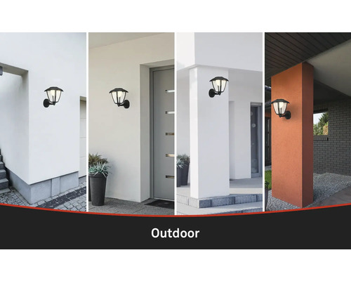 Aussenwandleuchte an verschiedenen Fassaden montiert