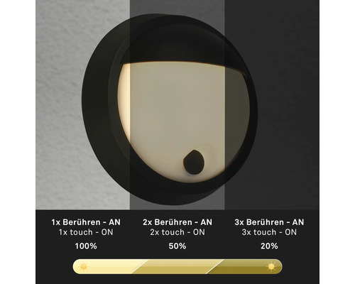 Wandleuchte mit Touchfunktion zur Einstellung der Helligkeit