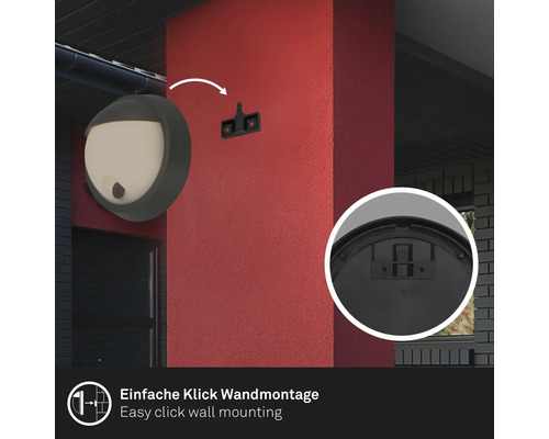 Illustration einer Wandleuchte mit einfacher Klick-Wandmontage