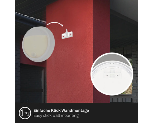Darstellung der einfachen Klick Wandmontage einer Aussenleuchte.