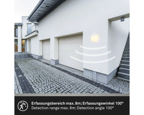 Aussenwandleuchte mit Bewegungsmelder am Haus montiert