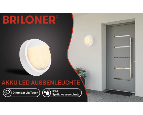 Kabellose LED Aussenleuchte mit Dimmfunktion und Spritzwasserschutz