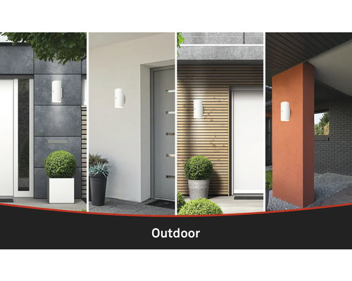 Verschiedene Fassaden mit aufgesetzten Aussenleuchten