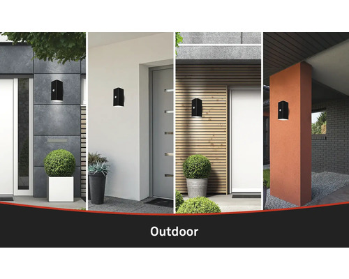 Verschiedene Aussenansichten mit montierten Aussenleuchten