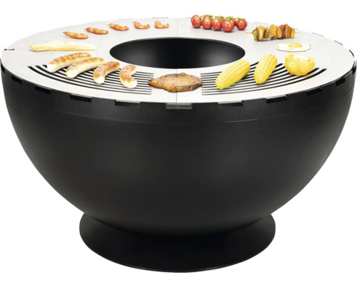 Runder Grill mit verschiedenen Speisen