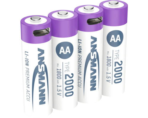 Quatre piles AA lithium-ion Ansmann de 1,5 V