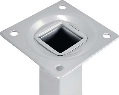 Metalltischbein mit quadratischer Montageplatte und vier Befestigungslöchern