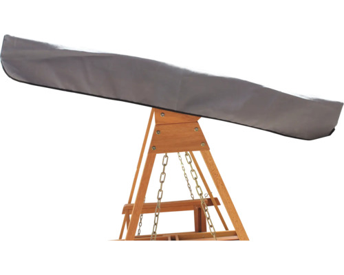 Schutzhülle für eine Hollywoodschaukel auf einem Holzgestell mit Kettenaufhängung