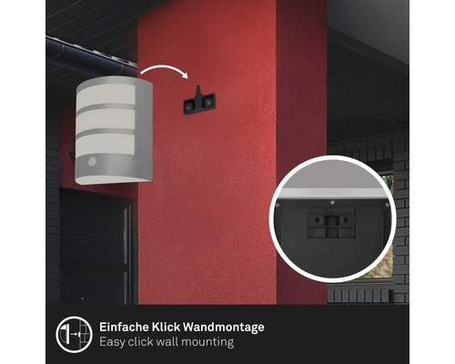 Illustration der einfachen Klick Wandmontage einer Wandleuchte