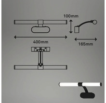 Technische Zeichnung einer Aufbauleuchte mit den Maßen 400 mm Breite, 100 mm Höhe und 165 mm Tiefe.