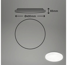 Skizze einer runden Deckenleuchte mit den Maßen 400 Millimeter Durchmesser und 65 Millimeter Höhe