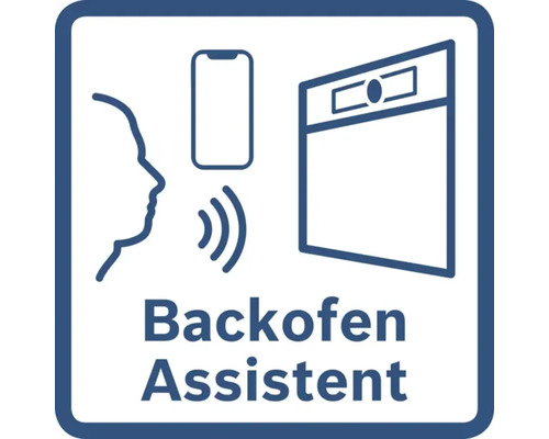Backofenassistent Symbol: Sprachsteuerung und Smartphone-Verbindung mit Ofen