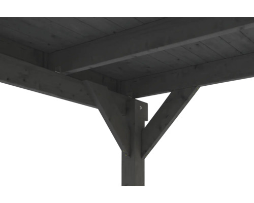 Vue détaillée d''une pergola en bois avec des poteaux de support