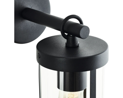 Schwarze Wandleuchte mit klarem Glas