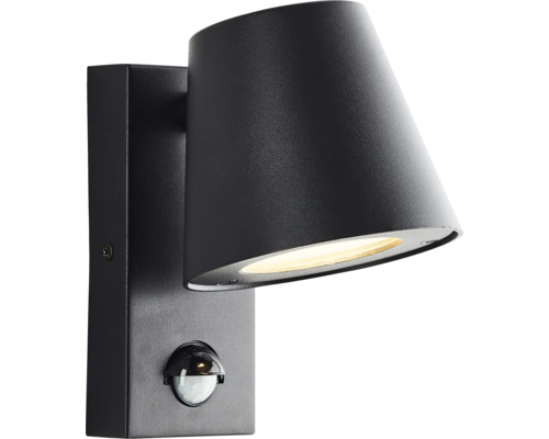 Applique murale noire avec détecteur de mouvement