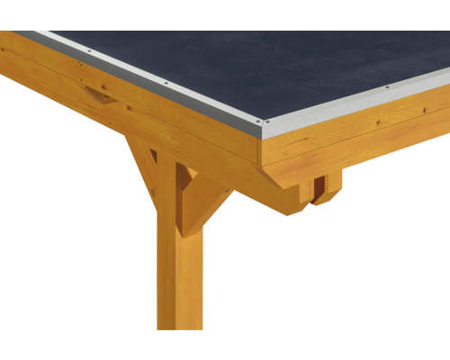 Vue détaillée d''une pergola en bois avec toit plat