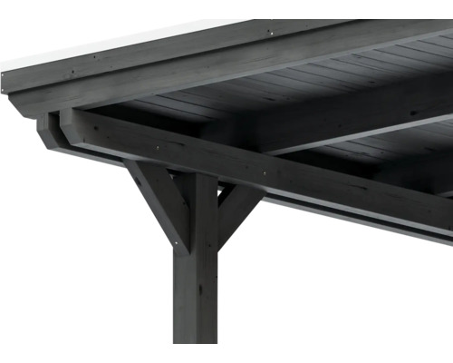 Vue détaillée d''un pavillon en bois avec poteaux et structure de toit