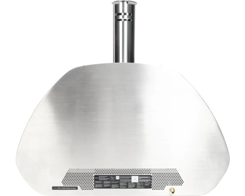 Edelstahl Pizzaofen Rückansicht mit Schornstein