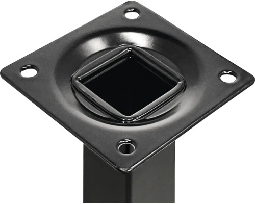 Möbelfuß aus Metall mit Montageplatte und Bohrungen