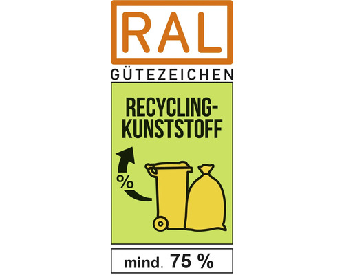 Label de qualité RAL Plastique recyclé, au moins 75 % de matériaux recyclés