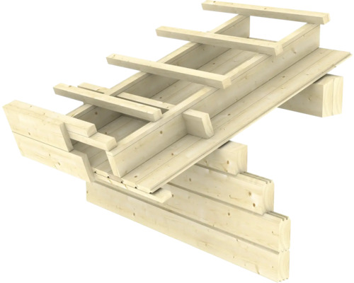 Vue détaillée de la structure d''une maison en bois avec mur, sol et toit