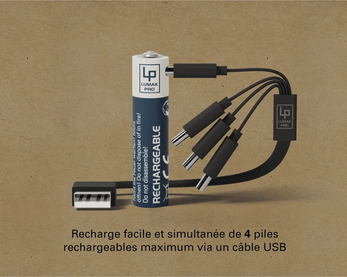 Batterie Lumak Pro avec câble de chargement USB pour charger jusqu''à quatre batteries