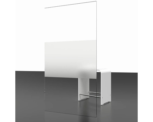 Écran en verre transparent comme protection contre les projections avec pied assorti