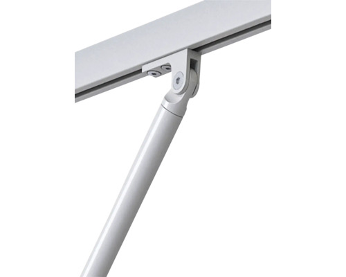 Vue détaillée d''un rail de porte coulissante blanc avec fixation