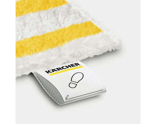 Logo Kärcher avec symbole d''empreinte de pas sur une housse de nettoyage de sol