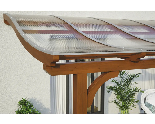 Vue détaillée d''un pavillon en bois avec un toit transparent