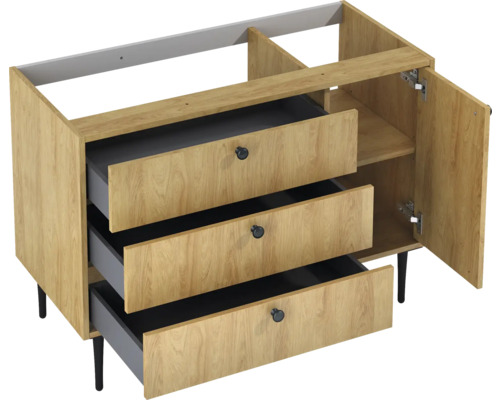 Meuble sous-vasque avec trois tiroirs et une porte
