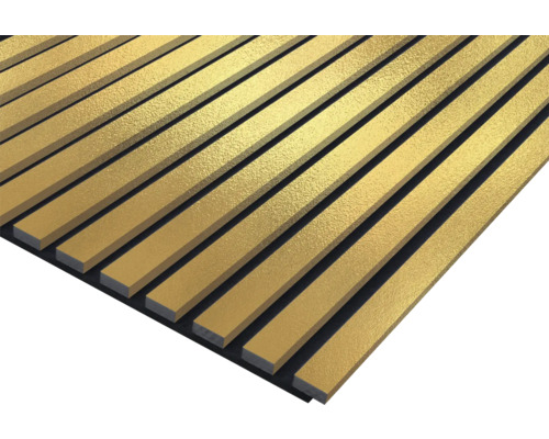 Panneau acoustique or brossé plaxé 19x572x2400 mm Panneau acoustique avec des nervures en bois