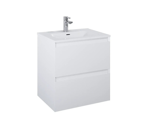 Weisser Waschtisch mit zwei Schubladen und Armatur