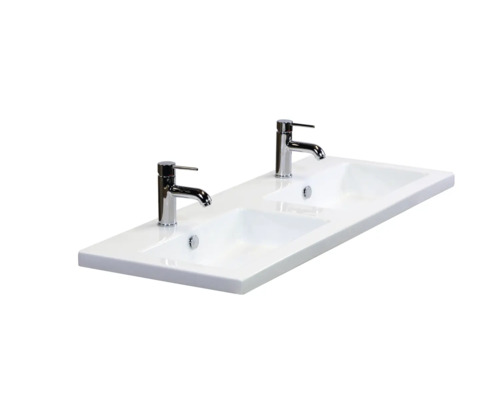 Doppelwaschtisch mit zwei Armaturen für das Badezimmer