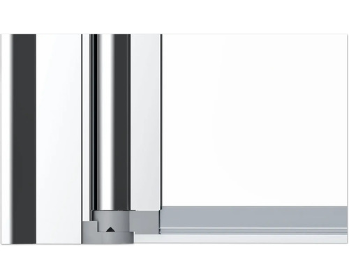 Detailansicht einer Duschkabine mit Metallelementen