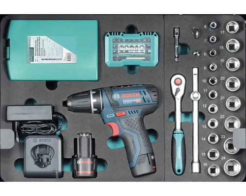 Bosch Akku-Bohrschrauber Set mit Zubehör im Werkzeugkoffer