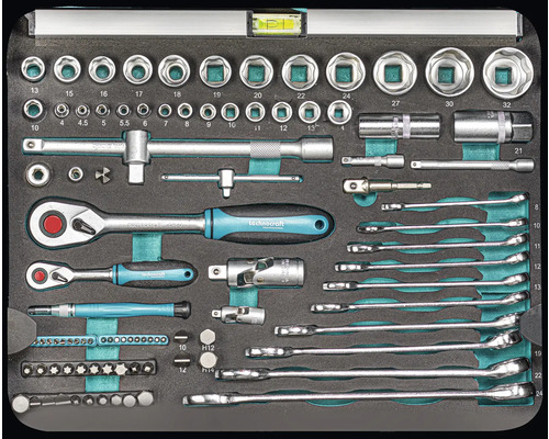 Technocraft Werkzeugkoffer mit Steckschlüsseln, Schraubenschlüsseln und Bits