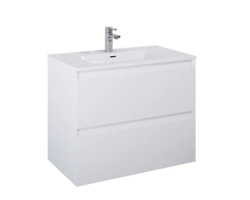 Waschtischunterschrank mit zwei Schubladen und Aufsatzwaschbecken