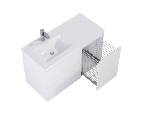 Waschtisch mit offenem Auszug und Waschtischarmatur