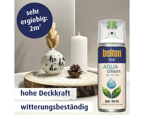 Belton Free Aqua Colours Spraydose mit dekorativen Elementen.