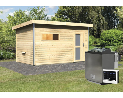 Sauna d''extérieur en bois avec poêle de sauna